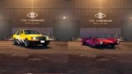 A promotional image of two discounts vehicles at Vinewood Car Club as part of Plus benefits of May 2025 (Image via Rockstar Games)